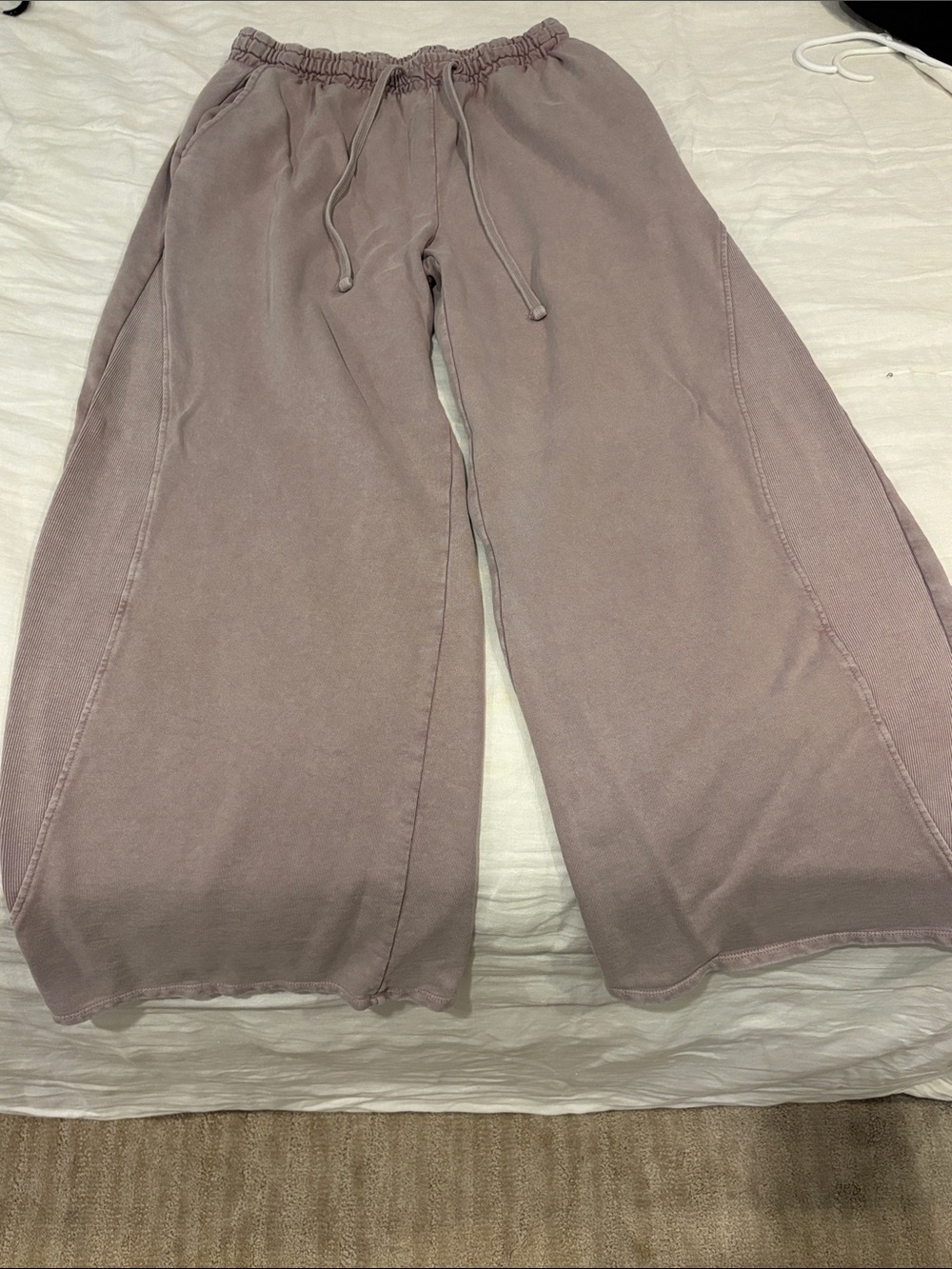 Wide-Leg Drawstring Sweatpants & sweatshirt matching set- Dusty Mauve